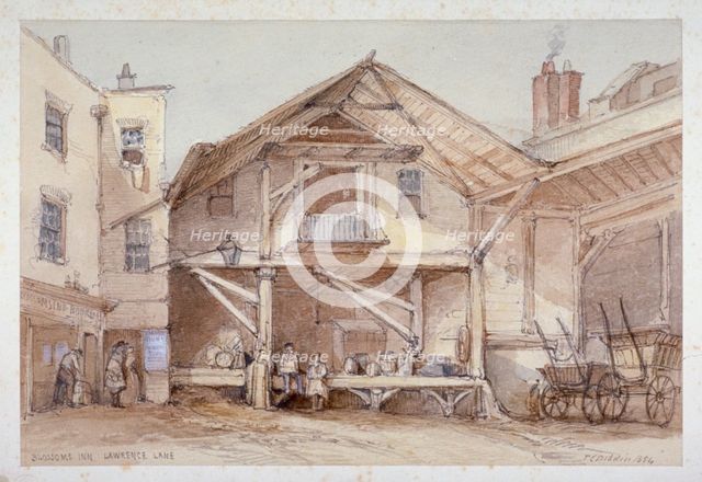 Blossoms Inn, Lawrence Lane, City of London, 1854.               Artist: Thomas Colman Dibdin