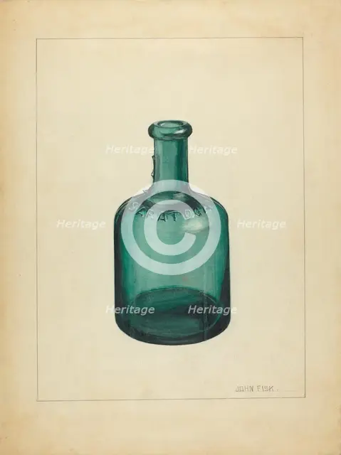 Blown Glass - Bottle, c. 1937. Creator: John Fisk.