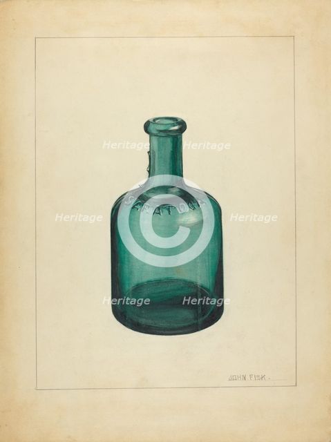 Blown Glass - Bottle, c. 1937. Creator: John Fisk.