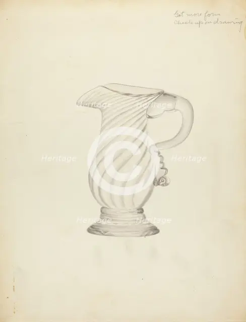 Blown Glass - Pitcher, 1935/1942. Creator: Vincent Burzy.