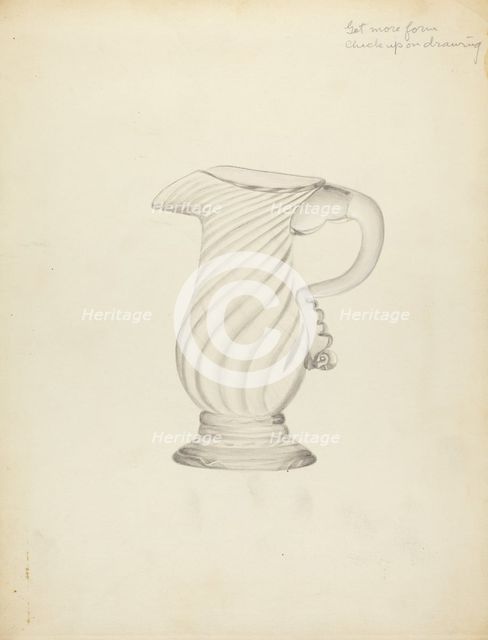 Blown Glass - Pitcher, 1935/1942. Creator: Vincent Burzy.