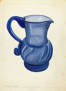 Blown Glass - Pitcher, 1935/1942. Creator: Alvin Shiren