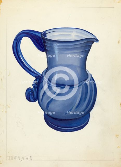 Blown Glass - Pitcher, 1935/1942. Creator: Alvin Shiren.