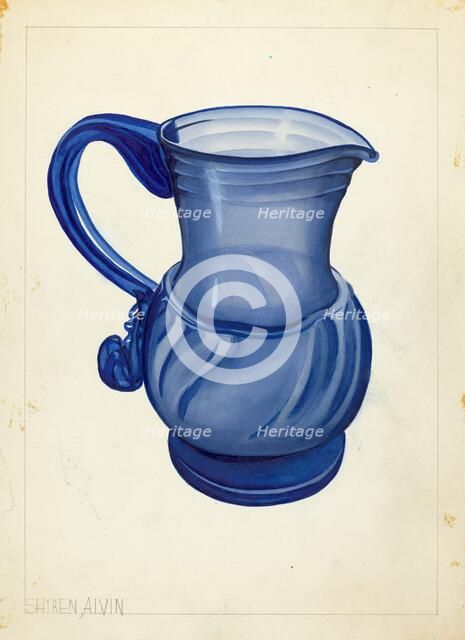 Blown Glass - Pitcher, 1935/1942. Creator: Alvin Shiren.