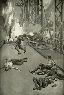 Blowing Up A Bridge Across the Aisne at Soissons (1919). Creator: Unknown