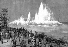 Blowing up Flood Rock, 1885. Creator: Anon