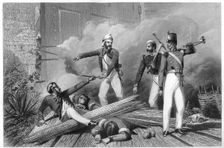 Blowing up of the Cashmere Gate at Delhi 1857, (c1860)