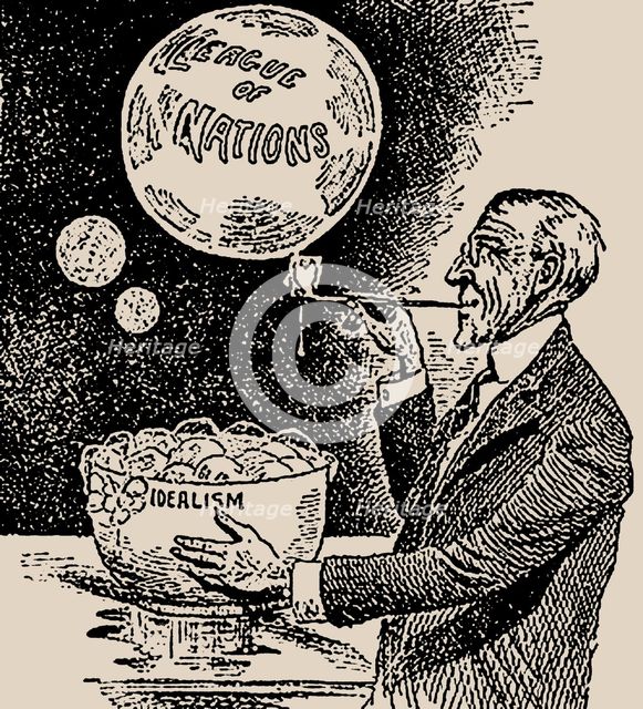 Blowing Bubbles. Woodrow Wilson and the League of Nations , 1919. Creator: Anonymous.