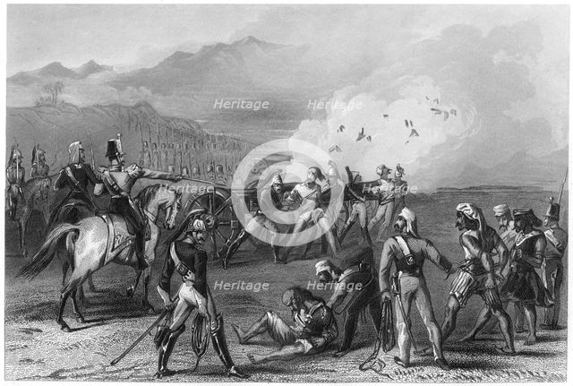 'Blowing mutinous Sepoys from the guns', 1857, (c1860). Artist: Unknown