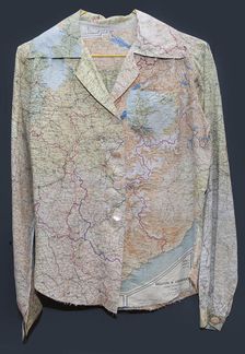 Blouse made from a silk escape map, 1940s. Creator: Unknown