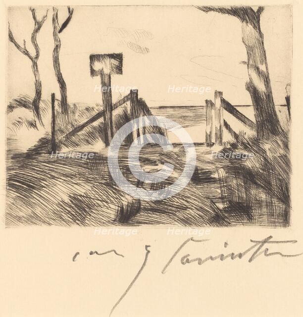 Brücke mit Tafel (Bridge with Sign), 1916. Creator: Lovis Corinth.