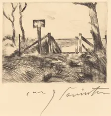 Brücke mit Tafel (Bridge with Sign), 1916. Creator: Lovis Corinth
