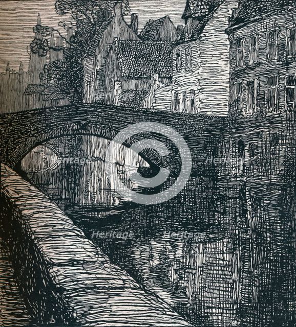 Bruges: Le Quai Vert (The Green Quay), 1916, (1917). Artist: Albert Delstanche