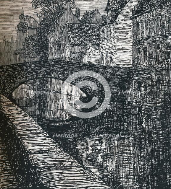 Bruges: Le Quai Vert (The Green Quay), 1916, (1917). Artist: Albert Delstanche