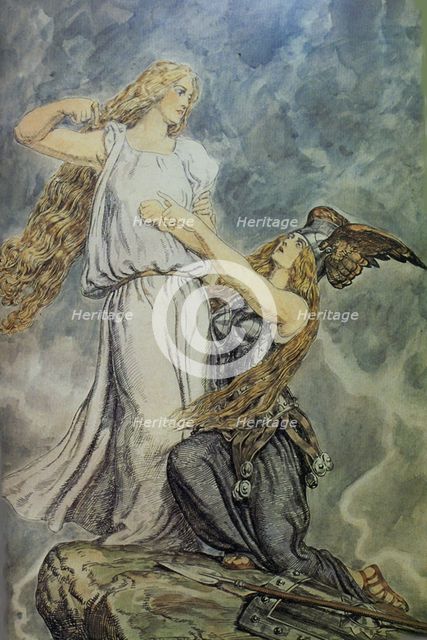 Brünnhilde and Waltraute, Götterdammerung, Act 1, 1900.