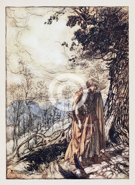 Brünnhilde. Illustration for The Rhinegold and The Valkyrie by Richard Wagner, 1910. Artist: Rackham, Arthur (1867-1939)