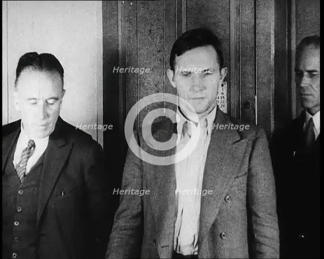 Bruno Richard Hauptmann Being Presented To the Press by the New York Police Department, 1930s. Creator: British Pathe Ltd.