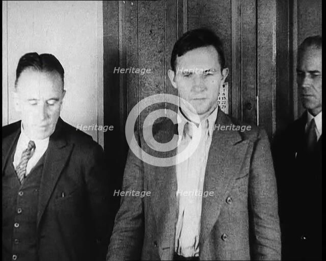 Bruno Richard Hauptmann Being Presented To the Press by the New York Police Department, 1930s. Creator: British Pathe Ltd.
