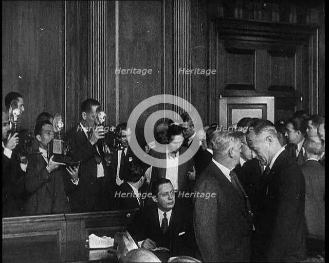 Bruno Richard Hauptmann Entering a Court Room for a Bail Hearing in Connection With the..., 1930s. Creator: British Pathe Ltd.
