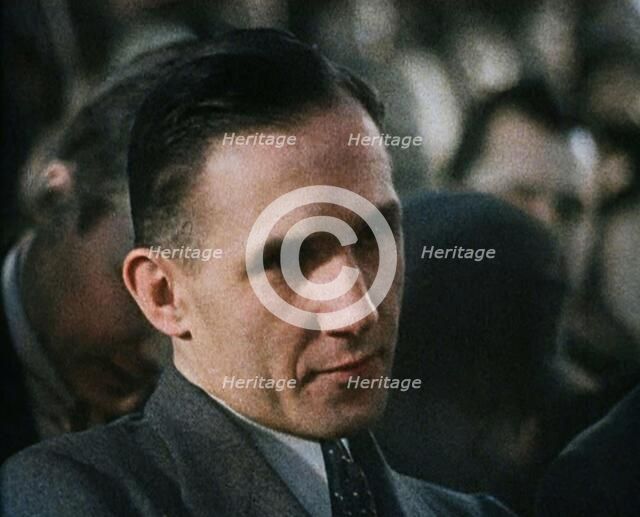 Bruno Richard Hauptmann in a Courtroom During His Trial in the Lindbergh's Kidnapping Case, 1930s. Creator: British Pathe Ltd.