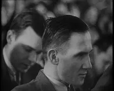 Bruno Richard Hauptmann in a Courtroom During His Trial in the Lindbergh's Kidnapping Case, 1930s. Creator: British Pathe Ltd