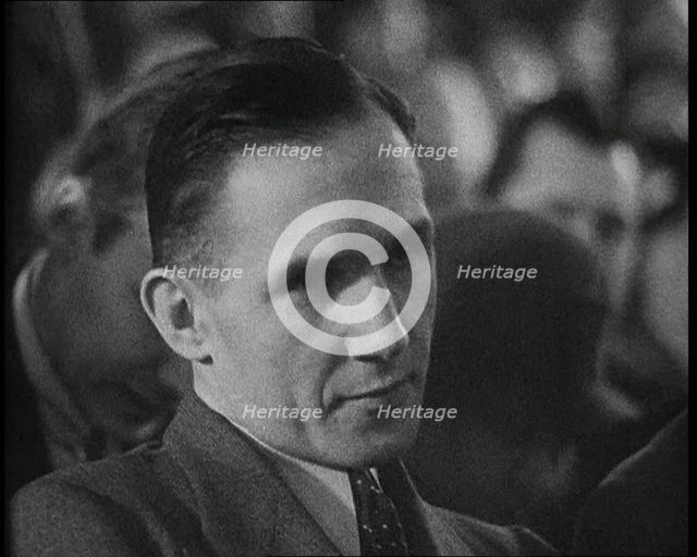 Bruno Richard Hauptmann in a Courtroom During His Trial in the Lindbergh's Kidnapping Case, 1930s. Creator: British Pathe Ltd.