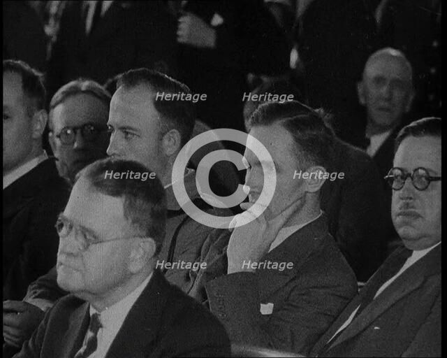 Bruno Richard Hauptmann in a Courtroom During His Trial in the Lindbergh's Kidnapping Case, 1930s. Creator: British Pathe Ltd.