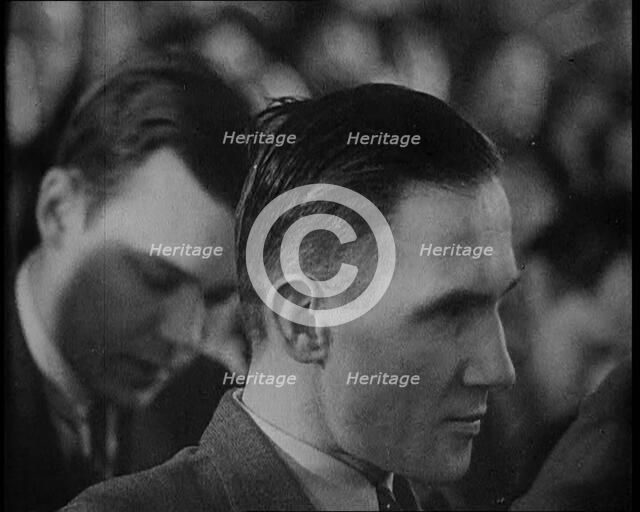 Bruno Richard Hauptmann in a Courtroom During His Trial in the Lindbergh's Kidnapping Case, 1930s. Creator: British Pathe Ltd.