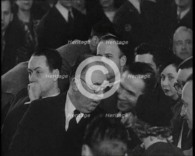 Bruno Richard Hauptmann Speaking To Attorney Edward J. Reilly During His Trial in the Lind..., 1930s Creator: British Pathe Ltd.