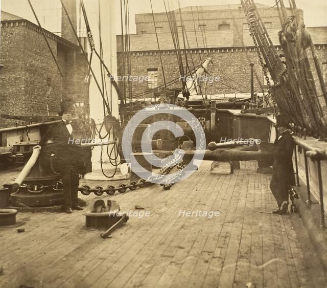 Brunel Aboard the Aphrodita, Liverpool, c.1857. Creator: Robert Howlett.