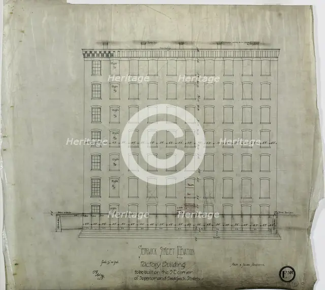 Brunswick Balke and Collender Company Factory Building, Chicago, Illinois, Elevation, 1891. Creator: Adler & Sullivan.