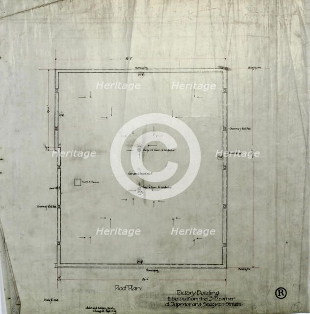 Brunswick Balke Collender Company Factory Building, Chicago, Illinois, Roof Plan, 1891. Creator: Adler & Sullivan.