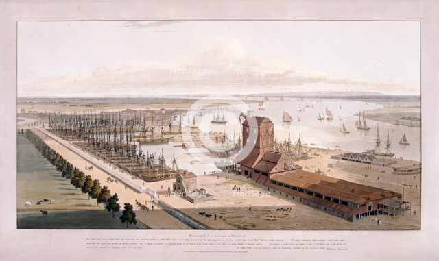 Brunswick Dock, and East India Dock, Poplar, London, 1803. Artist: William Daniell