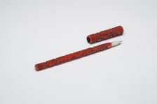 Brush and Cover with Figures in a Garden, Late Ming or early Qing dynasty, 17th century. Creator: Unknown