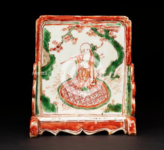 Brush stand depicting a man under a tree, 1620-1640. Artist: Unknown.