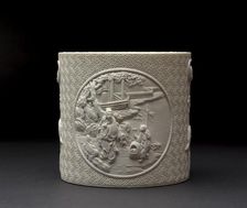 Brush pot with figures in high relief, Qing Dynasty, Qianlong Period (1736-1795)