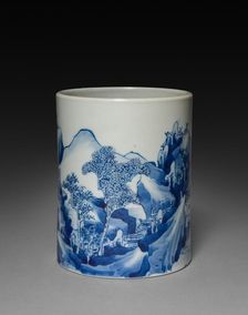 Brush Pot with Landscape, 1662-1722. Creator: Unknown