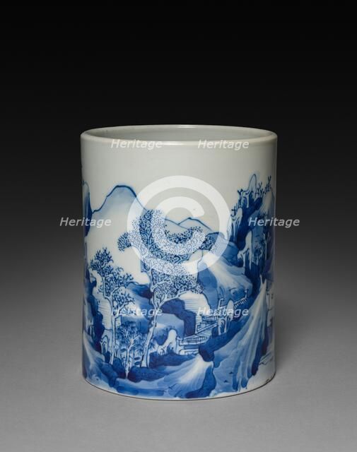 Brush Pot with Landscape, 1662-1722. Creator: Unknown.