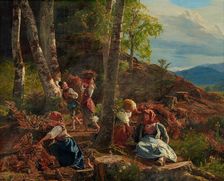 Brushwood pickers at the Vienna Woods, 1855. Creator: Waldmüller, Ferdinand Georg (1793-1865)