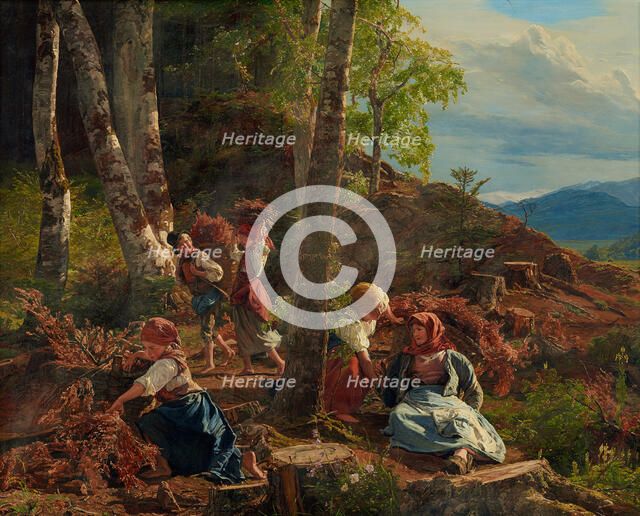 Brushwood pickers at the Vienna Woods, 1855. Creator: Waldmüller, Ferdinand Georg (1793-1865).