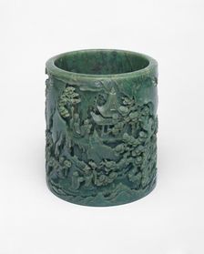 Brushpot Depicting a Daoist Paradise, Qing dynasty (1644-1911), reign of Qianlong (1736-1795). Creator: Unknown