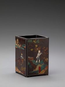 Brushpot with scenes of country pursuits, about 1700. Creator: Unknown