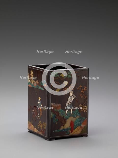 Brushpot with scenes of country pursuits, about 1700. Creator: Unknown.