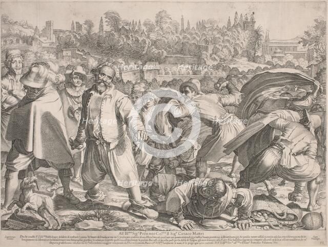 Brutto Buono Stoned by His Enemies. Creator: Francesco Villamena.