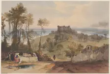 Bracciano (Views of Rome and Its Environs, plate 2), 1841. Creator: Edward Lear