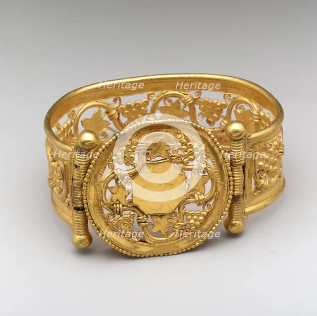 Bracelet with Grapevine Pattern, Byzantine, late 6th-early 7th century. Creator: Unknown.