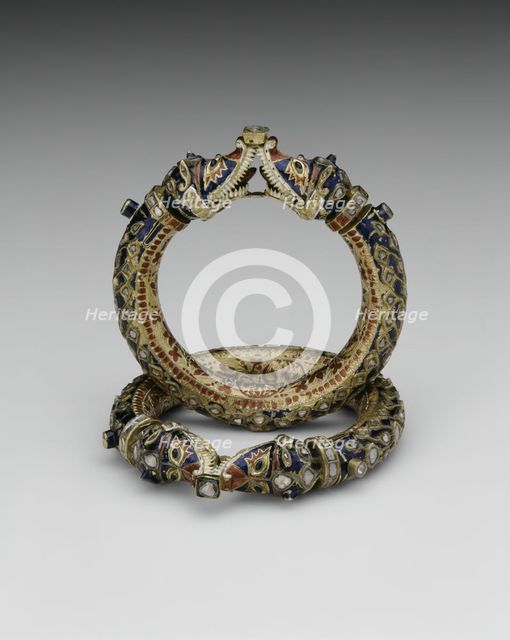 Bracelets with Confronting Makara Heads (Karas), 19th century. Creator: Unknown.