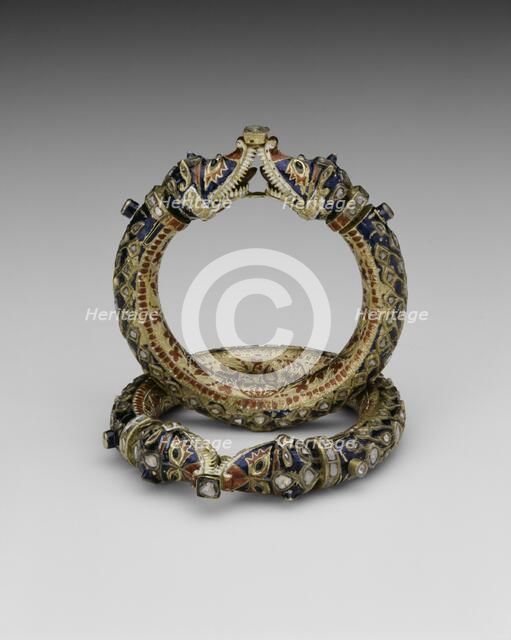 Bracelets with Confronting Makara Heads (Karas), 19th century. Creator: Unknown.