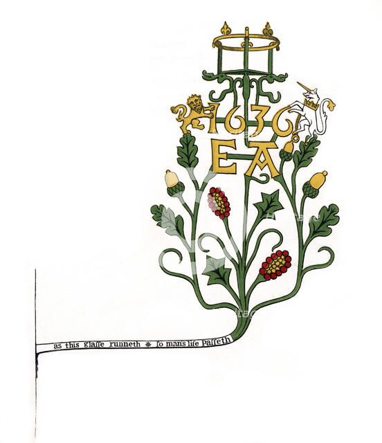 Bracket to support an hourglass, 1636, (1843).Artist: Henry Shaw