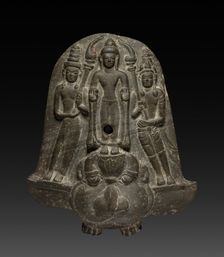 Bracket with Buddha and a Pair of Acolytes, 700s-800s. Creator: Unknown